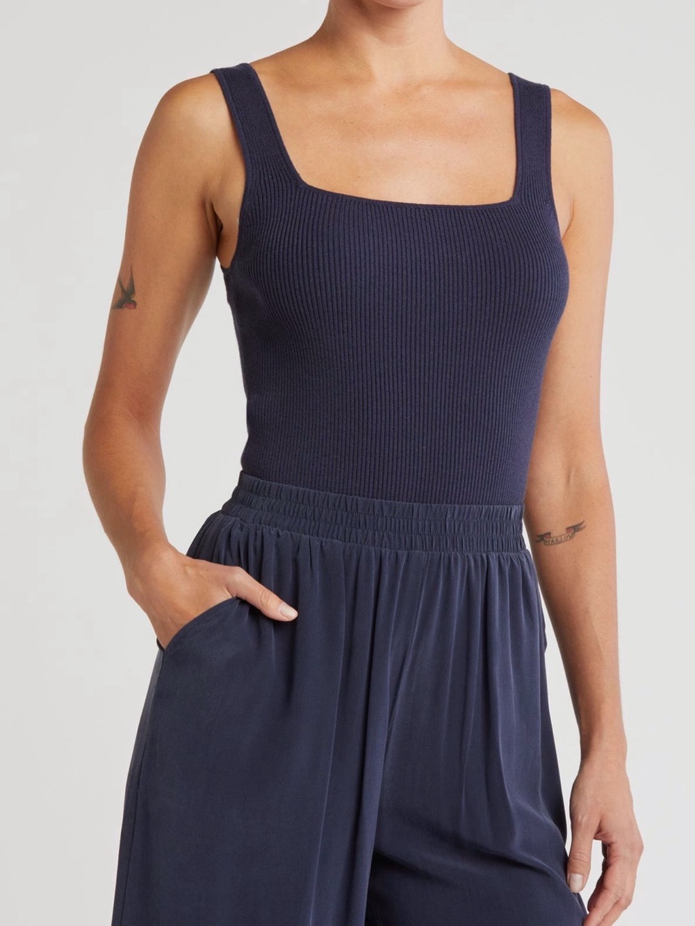 Splendid Ribbed Square Neck Tank Top